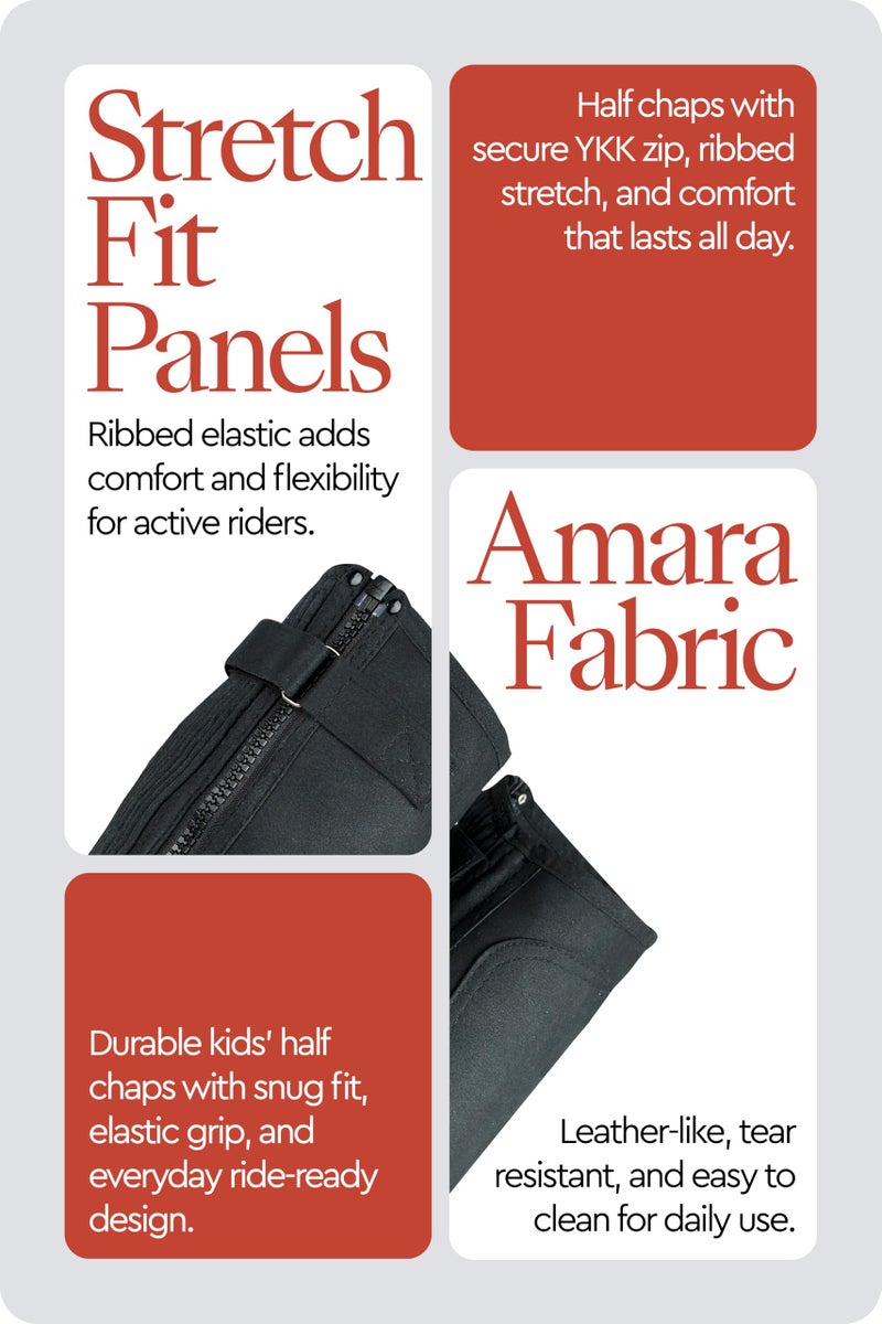 HORZE Amara Equestrian Unisex Kids Half Chaps | Synthetic Leather Zip-Up Pair | Accurate Size Chart in Description - Black - L - Image 5